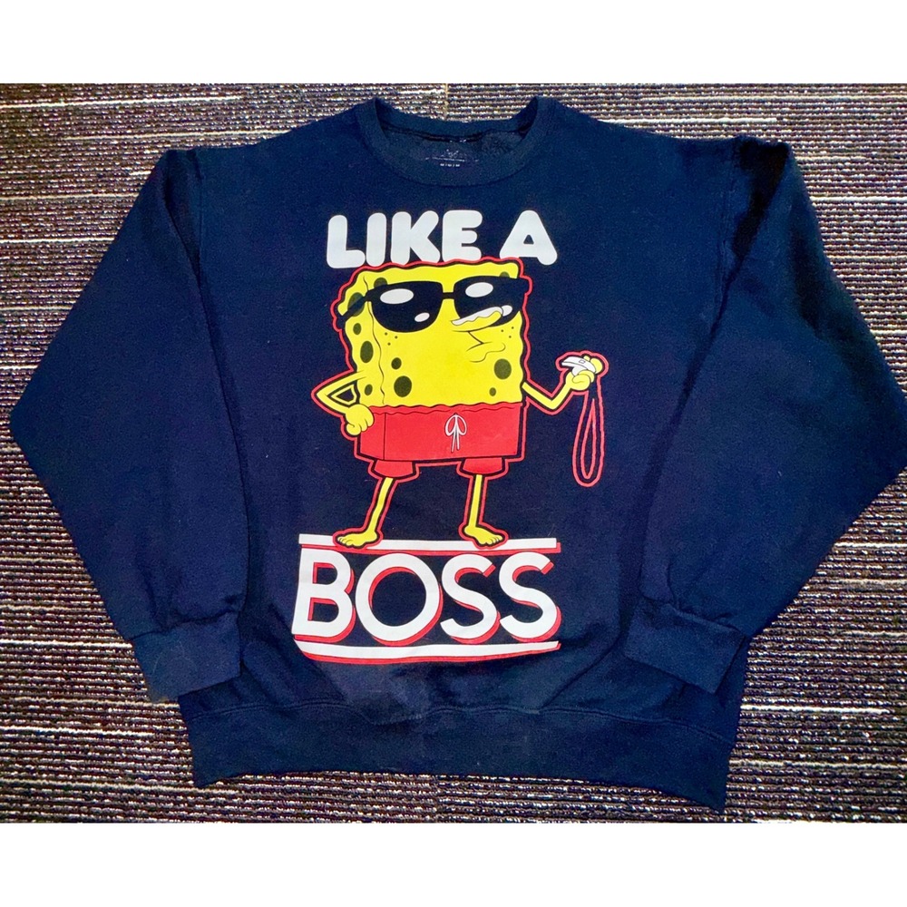 Nickelodeon SpongeBob Sweatshirt Men M Like A Boss Black Graphic